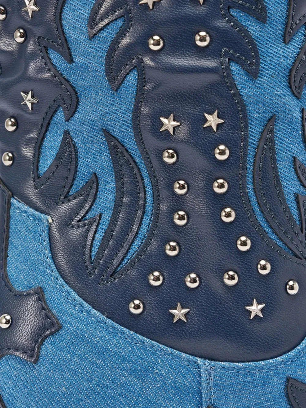Women's Studded Navy Two-Tone Western Wedge Boots